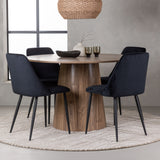 Lanzo jídelní stůl φ120 - přírodní / přírodní MDF + noční jídelní židle - černá / černý samet _4