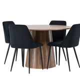 Lanzo jídelní stůl φ120 - přírodní / přírodní MDF + noční jídelní židle - černá / černý samet _4