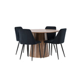 Lanzo jídelní stůl φ120 - přírodní / přírodní MDF + noční jídelní židle - černá / černý samet _4