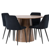 Lanzo jídelní stůl φ120 - přírodní / přírodní MDF + noční jídelní židle - černá / černý samet _4