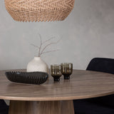 Lanzo jídelní stůl φ120 - přírodní / přírodní MDF + noční jídelní židle - černá / černý samet _4