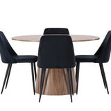 Lanzo jídelní stůl φ120 - přírodní / přírodní MDF + noční jídelní židle - černá / černý samet _4