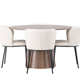 Lanzo jídelní stůl φ120 - přírodní / přírodní MDF + jídelní židle Edina - černá / bílá Boucle _4