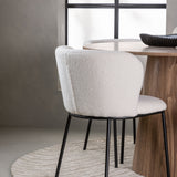 Lanzo jídelní stůl φ120 - přírodní / přírodní MDF + jídelní židle Edina - černá / bílá Boucle _4