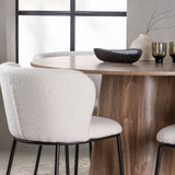 Lanzo jídelní stůl φ120 - přírodní / přírodní MDF + jídelní židle Edina - černá / bílá Boucle _4