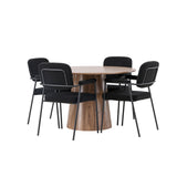 Jídelní stůl Lanzo φ120 - Přírodní / Přírodní MDF + Jídelní židle Yesterday - Černá / Černá Boucle _4