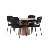 Jídelní stůl Lanzo φ120 - Přírodní / Přírodní MDF + Jídelní židle Yesterday - Černá / Černá Boucle _4