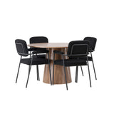 Jídelní stůl Lanzo φ120 - Přírodní / Přírodní MDF + Jídelní židle Yesterday - Černá / Černá Boucle _4
