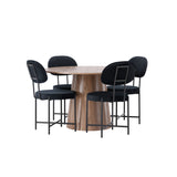 Lanzo jídelní stůl φ120 - Natural / Natural MDF + Jídelní židle Stella - Black / Black Velvet _4