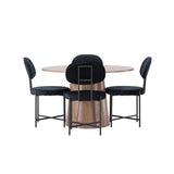 Lanzo jídelní stůl φ120 - Natural / Natural MDF + Jídelní židle Stella - Black / Black Velvet _4