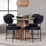 Lanzo jídelní stůl φ120 - Natural / Natural MDF + Jídelní židle Stella - Black / Black Velvet _4