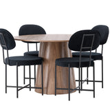 Lanzo jídelní stůl φ120 - Natural / Natural MDF + Jídelní židle Stella - Black / Black Velvet _4