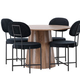 Lanzo jídelní stůl φ120 - Natural / Natural MDF + Jídelní židle Stella - Black / Black Velvet _4