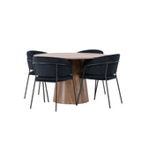 Lanzo jídelní stůl φ120 - Natural / Natural MDF + Jídelní židle Selma - Black / Black Velvet _4