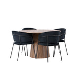 Lanzo jídelní stůl φ120 - Natural / Natural MDF + Jídelní židle Selma - Black / Black Velvet _4