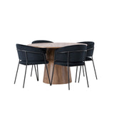 Lanzo jídelní stůl φ120 - Natural / Natural MDF + Jídelní židle Selma - Black / Black Velvet _4