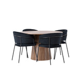 Lanzo jídelní stůl φ120 - Natural / Natural MDF + Jídelní židle Selma - Black / Black Velvet _4