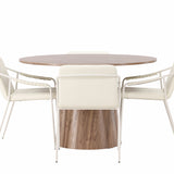 Lanzo jídelní stůl φ120 - Natural / Natural MDF +Tvist Jídelní židle - Béžová / Béžová PU _4