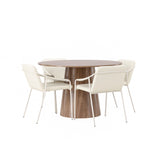 Lanzo jídelní stůl φ120 - Natural / Natural MDF +Tvist Jídelní židle - Béžová / Béžová PU _4