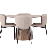 Lanzo jídelní stůl φ120 - přírodní / přírodní MDF + jídelní židle Modesto - béžová / béžová Boucle _4