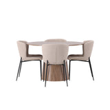 Lanzo jídelní stůl φ120 - přírodní / přírodní MDF + jídelní židle Modesto - béžová / béžová Boucle _4