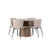 Lanzo jídelní stůl φ120 - přírodní / přírodní MDF + jídelní židle Modesto - béžová / béžová Boucle _4