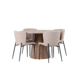 Lanzo jídelní stůl φ120 - přírodní / přírodní MDF + jídelní židle Modesto - béžová / béžová Boucle _4