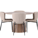 Lanzo jídelní stůl φ120 - přírodní / přírodní MDF + jídelní židle Modesto - béžová / béžová Boucle _4
