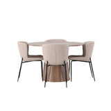 Lanzo jídelní stůl φ120 - přírodní / přírodní MDF + jídelní židle Modesto - béžová / béžová Boucle _4