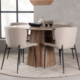 Lanzo jídelní stůl φ120 - přírodní / přírodní MDF + jídelní židle Modesto - béžová / béžová Boucle _4