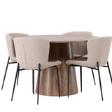 Lanzo jídelní stůl φ120 - přírodní / přírodní MDF + jídelní židle Modesto - béžová / béžová Boucle _4