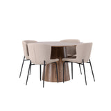 Lanzo jídelní stůl φ120 - přírodní / přírodní MDF + jídelní židle Modesto - béžová / béžová Boucle _4