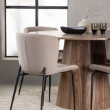 Lanzo jídelní stůl φ120 - přírodní / přírodní MDF + jídelní židle Modesto - béžová / béžová Boucle _4