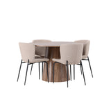 Lanzo jídelní stůl φ120 - přírodní / přírodní MDF + jídelní židle Modesto - béžová / béžová Boucle _4