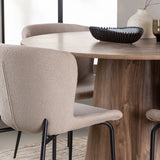 Lanzo jídelní stůl φ120 - přírodní / přírodní MDF + jídelní židle Modesto - béžová / béžová Boucle _4