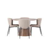 Lanzo jídelní stůl φ120 - přírodní / přírodní MDF + jídelní židle Modesto - béžová / béžová Boucle _4
