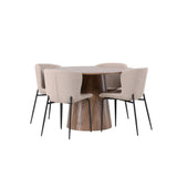Lanzo jídelní stůl φ120 - přírodní / přírodní MDF + jídelní židle Modesto - béžová / béžová Boucle _4