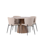 Lanzo jídelní stůl φ120 - přírodní / přírodní MDF + jídelní židle Modesto - béžová / béžová Boucle _4