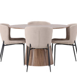 Lanzo jídelní stůl φ120 - přírodní / přírodní MDF + jídelní židle Modesto - béžová / béžová Boucle _4