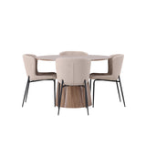 Lanzo jídelní stůl φ120 - přírodní / přírodní MDF + jídelní židle Modesto - béžová / béžová Boucle _4