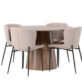 Lanzo jídelní stůl φ120 - přírodní / přírodní MDF + jídelní židle Modesto - béžová / béžová Boucle _4