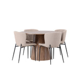Lanzo jídelní stůl φ120 - přírodní / přírodní MDF + jídelní židle Modesto - béžová / béžová Boucle _4