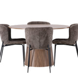 Lanzo jídelní stůl φ120 - přírodní / přírodní MDF + jídelní židle Modesto - šedá / kouřová černá Boucle _4
