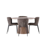 Lanzo jídelní stůl φ120 - přírodní / přírodní MDF + jídelní židle Modesto - šedá / kouřová černá Boucle _4