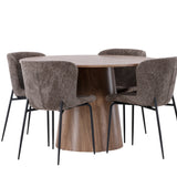 Lanzo jídelní stůl φ120 - přírodní / přírodní MDF + jídelní židle Modesto - šedá / kouřová černá Boucle _4