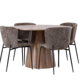 Lanzo jídelní stůl φ120 - přírodní / přírodní MDF + jídelní židle Modesto - šedá / kouřová černá Boucle _4