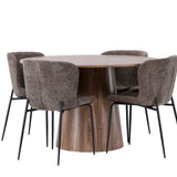 Lanzo jídelní stůl φ120 - přírodní / přírodní MDF + jídelní židle Modesto - šedá / kouřová černá Boucle _4