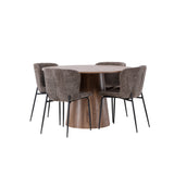 Lanzo jídelní stůl φ120 - přírodní / přírodní MDF + jídelní židle Modesto - šedá / kouřová černá Boucle _4