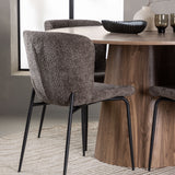 Lanzo jídelní stůl φ120 - přírodní / přírodní MDF + jídelní židle Modesto - šedá / kouřová černá Boucle _4