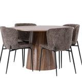 Lanzo jídelní stůl φ120 - přírodní / přírodní MDF + jídelní židle Modesto - šedá / kouřová černá Boucle _4
